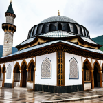 **

A photo of the Sinan Pasha Mosque in Prizren, Kosovo, showcasing its 17th-century Ottoman architecture and Islamic calligraphy. Focus on the intricate details and the historical significance of the building.

**