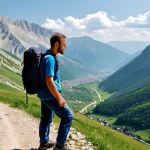 Mountain Hiking Scene**

"A fully clothed hiker, wearing appropriate outdoor attire and a backpack, stands on a mountain trail overlooking a scenic valley in Kosovo. Rugged mountains rise in the background.  Perfect anatomy, correct proportions, natural pose. Safe for work, appropriate content, professional outdoor photography, family-friendly, well-formed hands, proper finger count, natural body proportions."

**