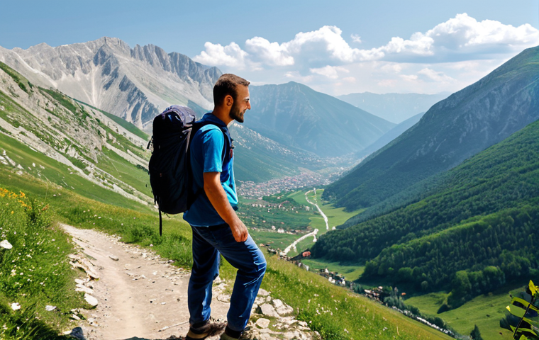 Mountain Hiking Scene**

"A fully clothed hiker, wearing appropriate outdoor attire and a backpack, stands on a mountain trail overlooking a scenic valley in Kosovo. Rugged mountains rise in the background.  Perfect anatomy, correct proportions, natural pose. Safe for work, appropriate content, professional outdoor photography, family-friendly, well-formed hands, proper finger count, natural body proportions."

**