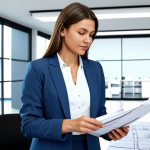 **

"A professional female architect in a fully clothed, modest office attire (blazer, slacks), reviewing blueprints in a bright, modern architectural office filled with scale models, perfect anatomy, correct proportions, natural pose, well-formed hands, proper finger count, professional, family-friendly, safe for work, appropriate content."

**