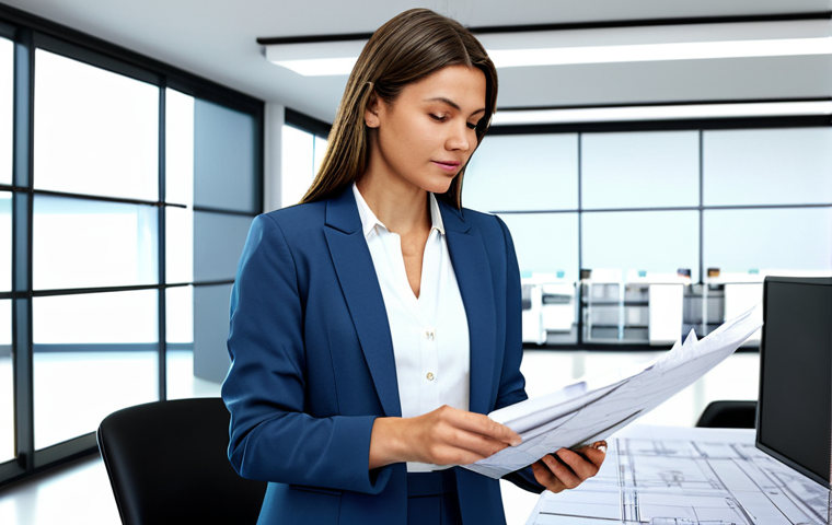 **

"A professional female architect in a fully clothed, modest office attire (blazer, slacks), reviewing blueprints in a bright, modern architectural office filled with scale models, perfect anatomy, correct proportions, natural pose, well-formed hands, proper finger count, professional, family-friendly, safe for work, appropriate content."

**